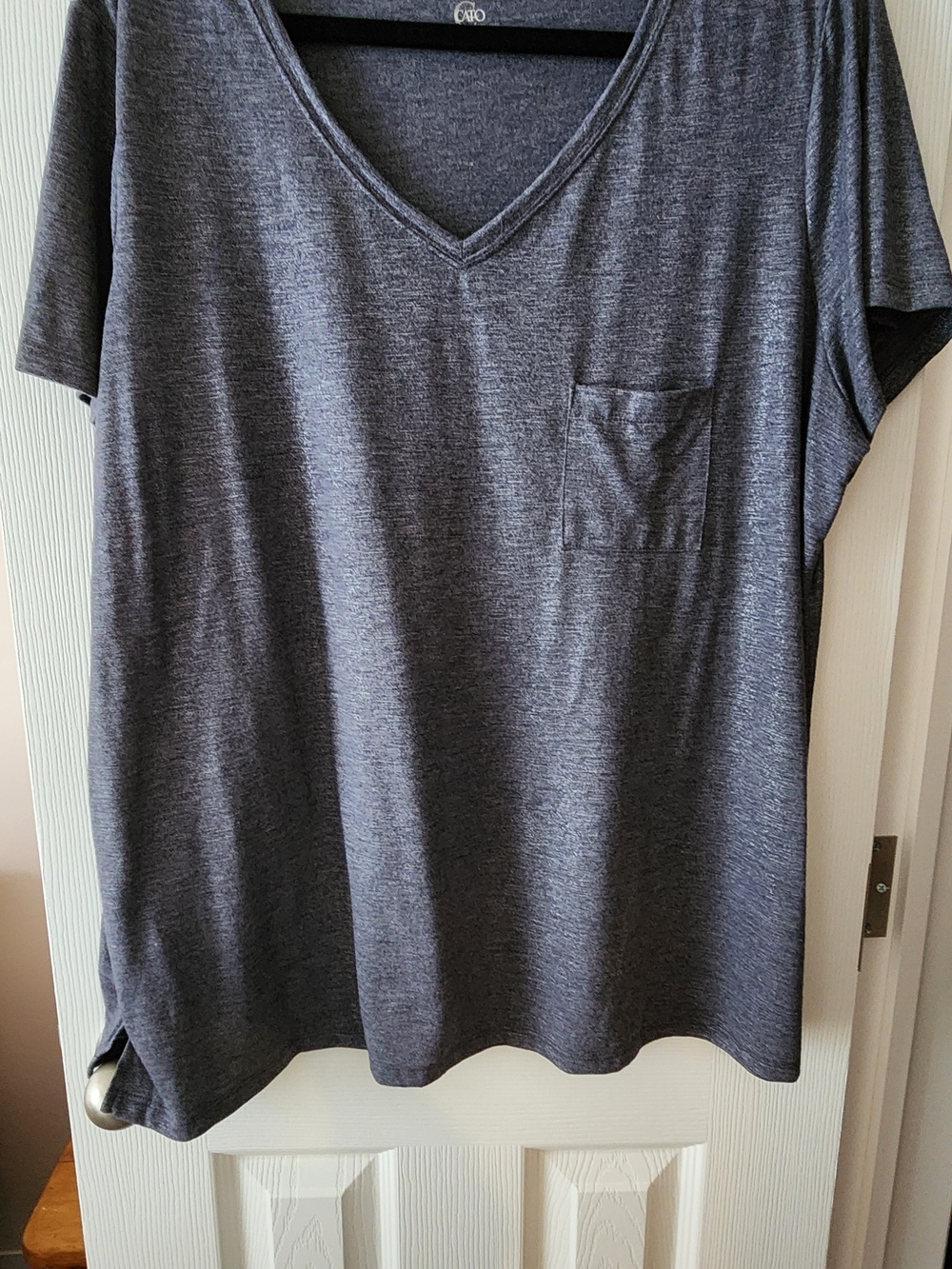 Cato Charcoal Blue 22/24W V-Neck Short Sleeve Pocket Tee